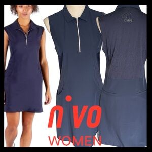 Nivo Sport Navy Collared 1/4 Zip Sleeveless Golf Tennis Pickleball Dress (S)
